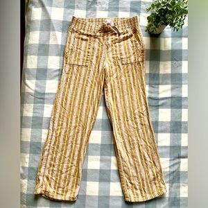 Tilly’s White Farm wide leg linen blend girls striped pants size M